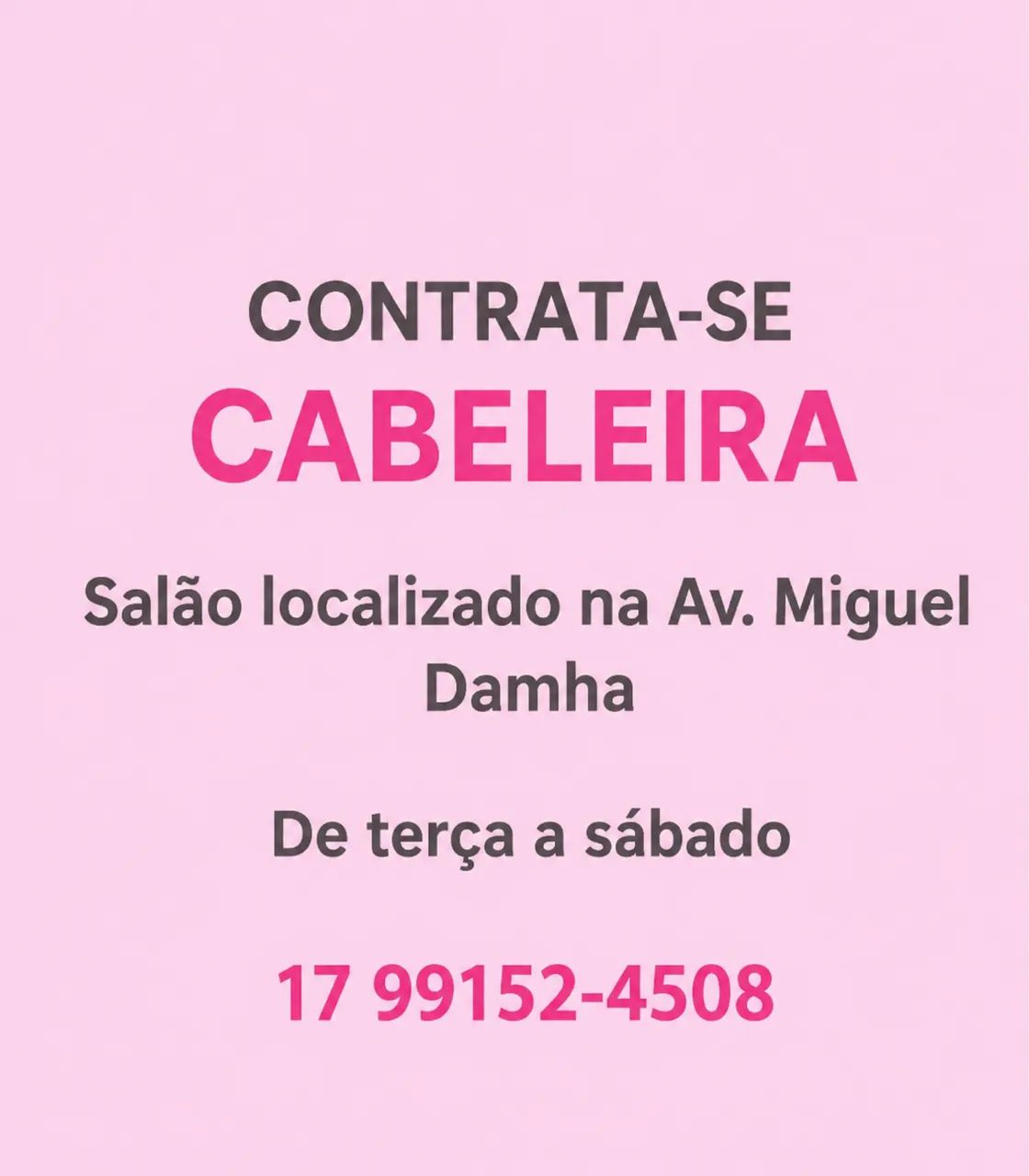   Contrata-se Cabeleireira 