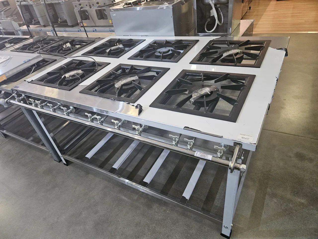 fogão industrial de inox 6 queimadores duplos 40x40