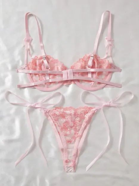 Conjunto Lingirie Rosa delicado renda - Foto 2