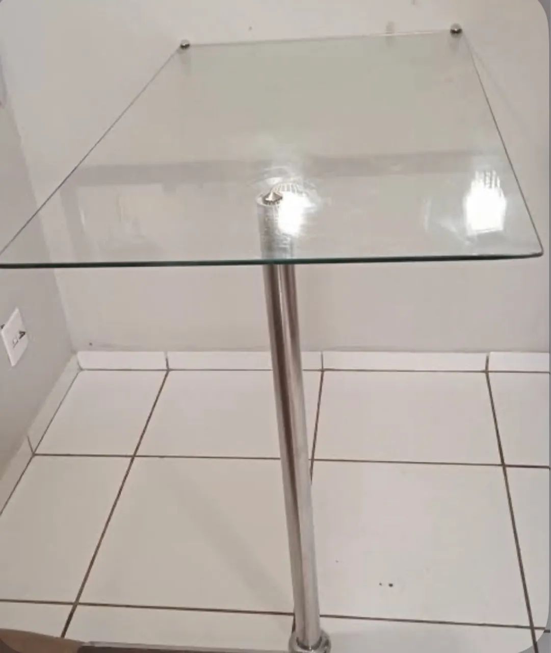 Vendo Mesa de Vidro com Base de Inox