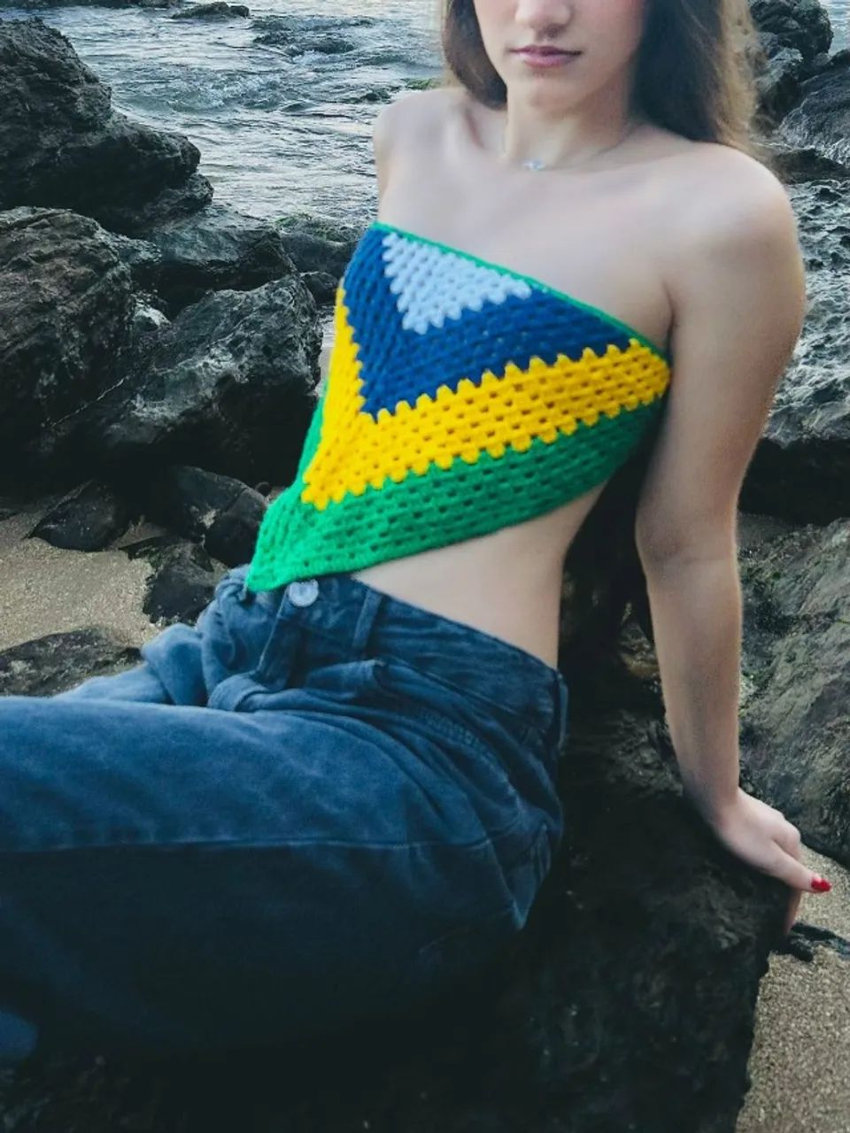Bandana do Brasil em Crochê