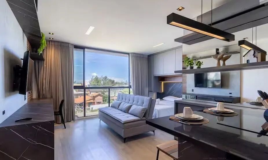 Studio totalmente mobiliado, 38m², 200m da praia, no Campeche, Florianópolis/SC