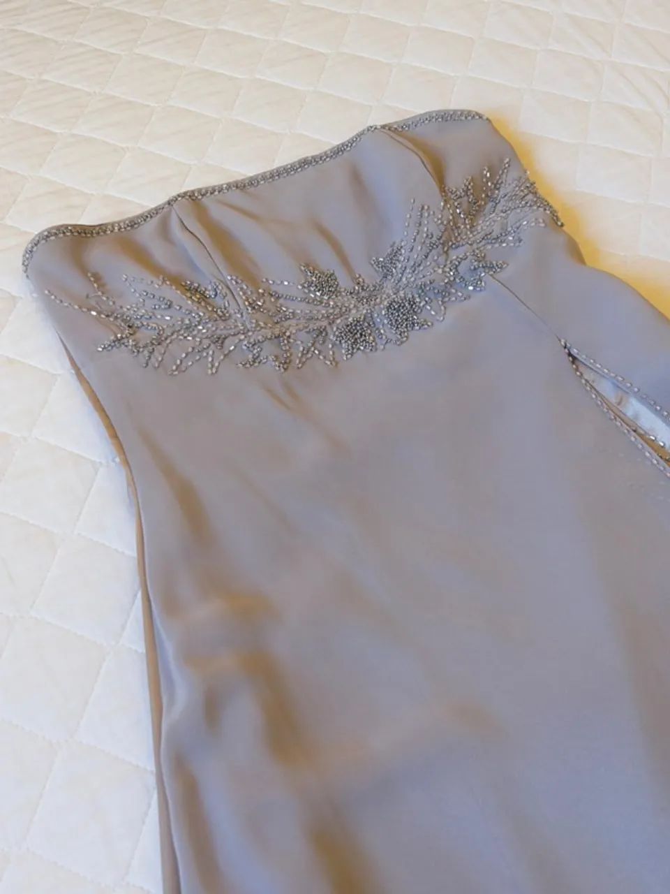 Vestido longo tomara-que-caia prata - Foto 3