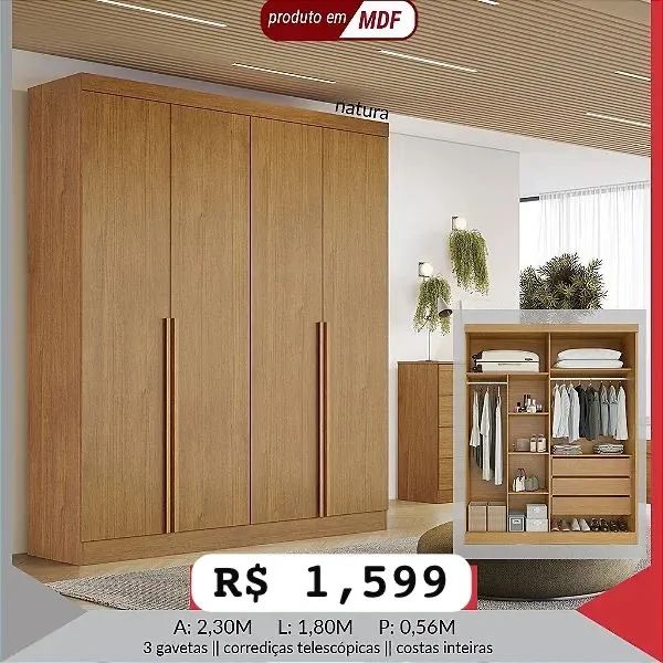 Guarda Roupa Alvorada 4 portas MDF  - Foto 2