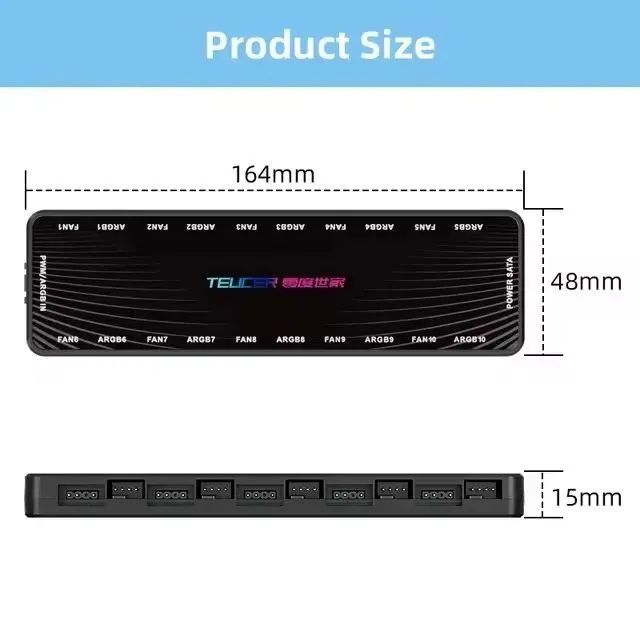 Controladora Teucer Argb Para 10 Fans Com Controle 5v - Foto 2