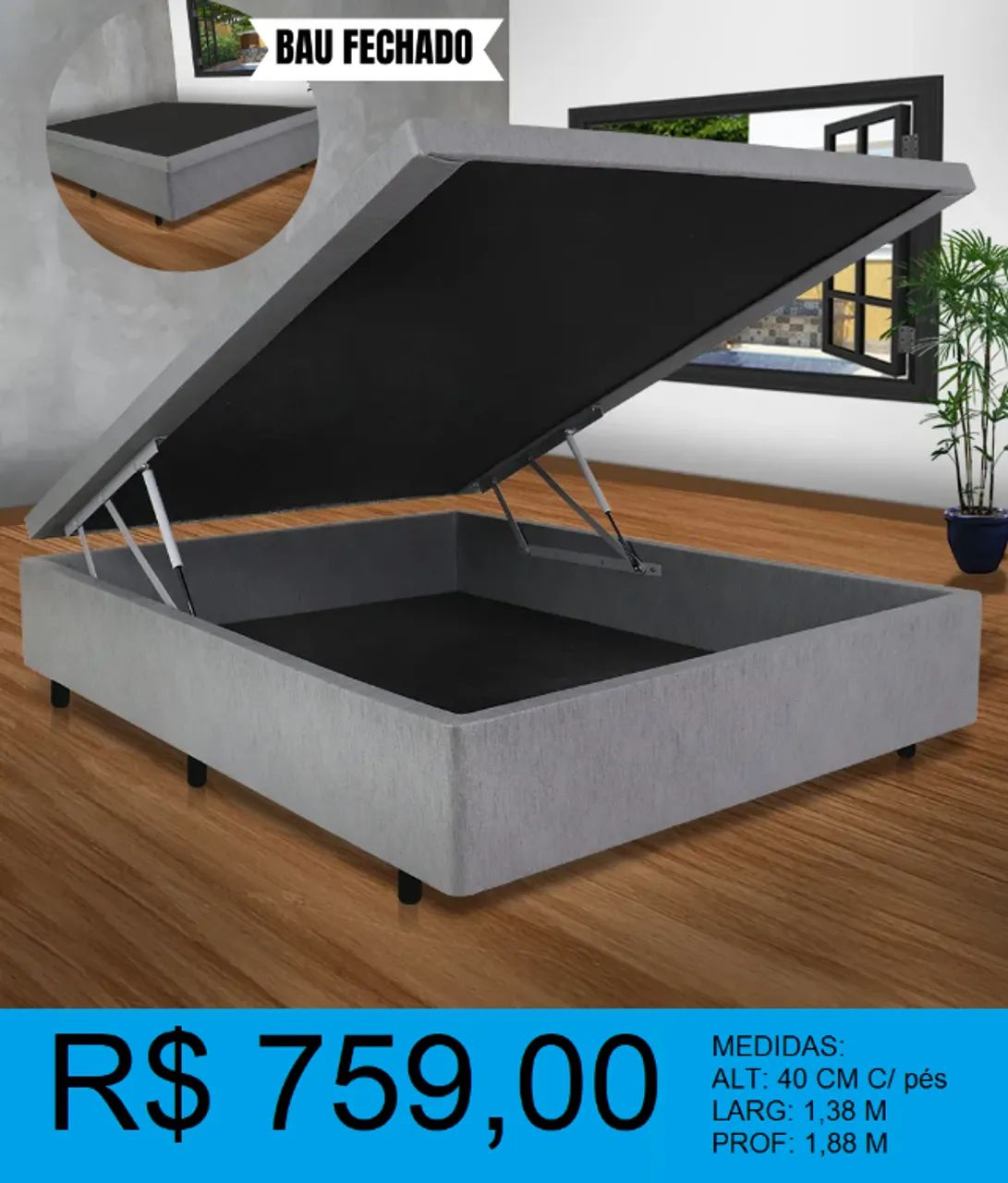 BASE BAU CASAL - COMPRE HOJE E RECEBA EM ATÉ 72 HORAS  - Foto 3
