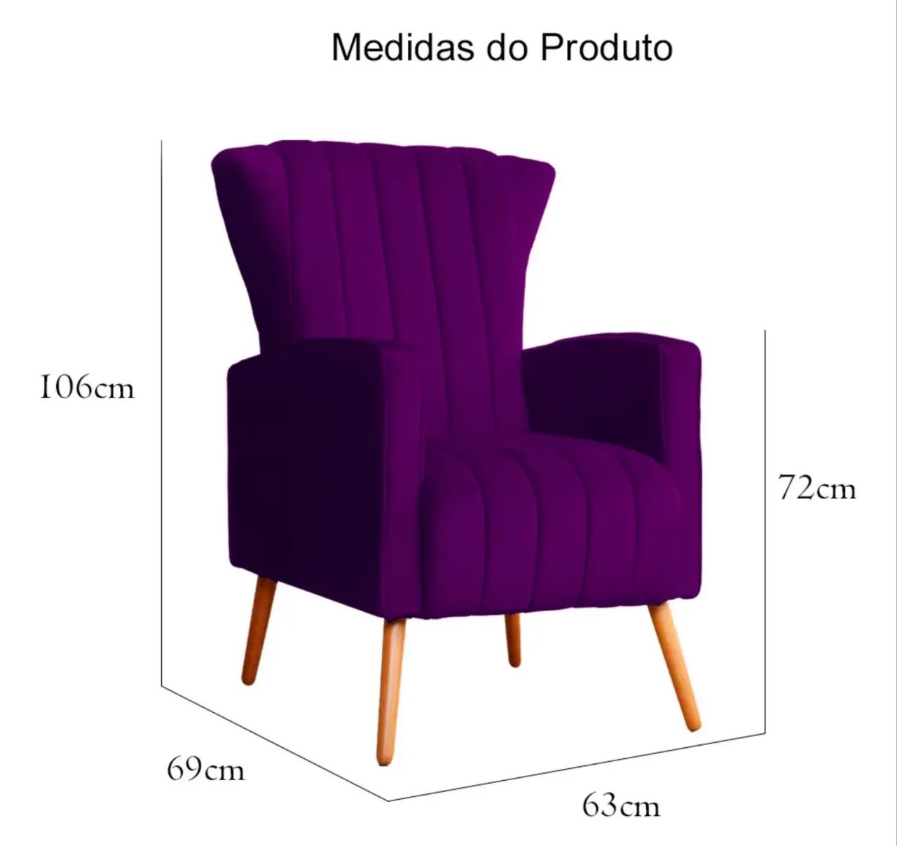 Poltrona Veludo Roxa - Produto Novo - Foto 2