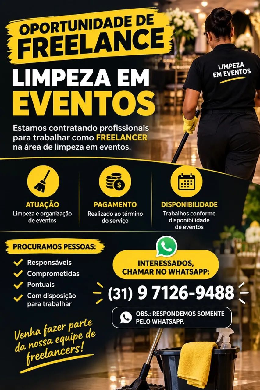 Freelance limpeza eventos 