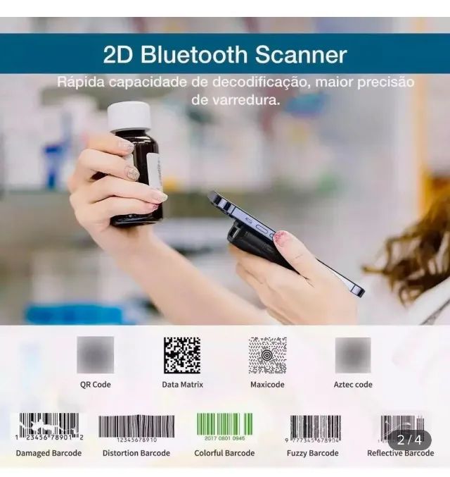 Leitor Código De Barras Scanner Qr Code 2D Bolso Netum E800 - Foto 4