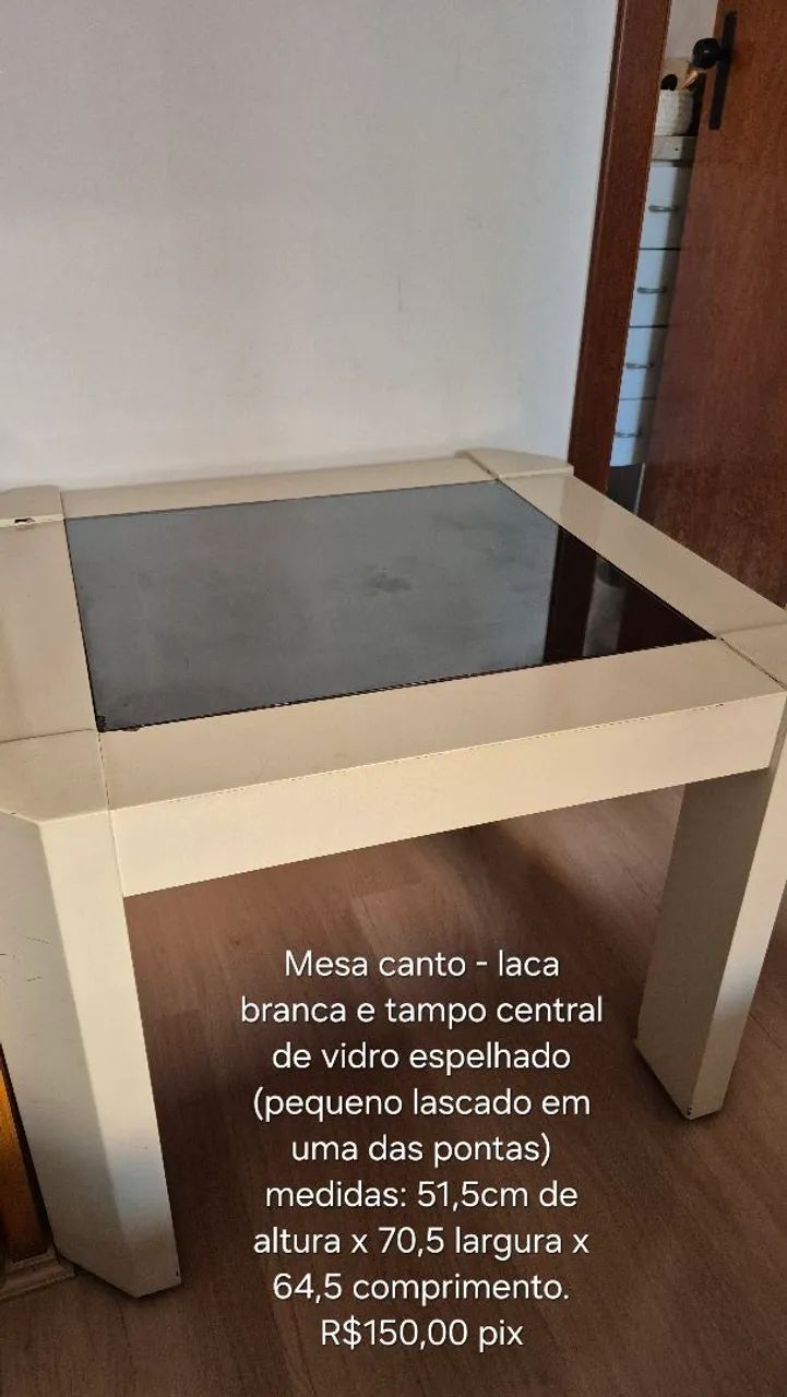 Mesa canto laca branca