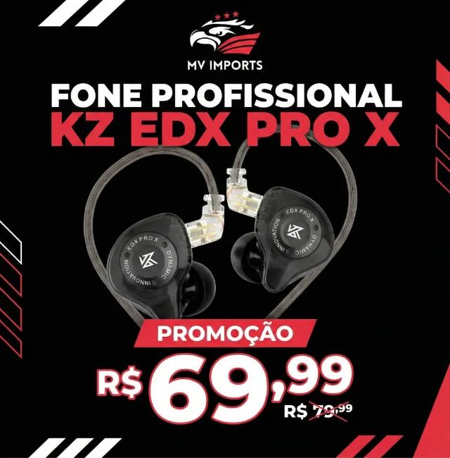 Fone Profissional Kz Edx Pro X Com Microfone  Sem Microfone