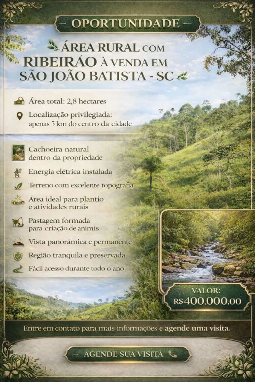 Terreno para sítio com água e energia