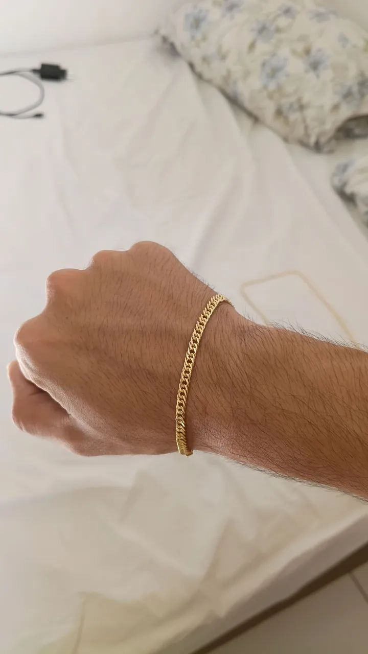 PULSEIRA ELO DUPLO 4MM 21CM MOEDA ANTIGA  - Foto 4