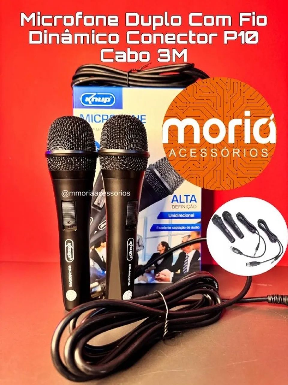 Microfone Duplo Com Fio KP-M0015  - Foto 3