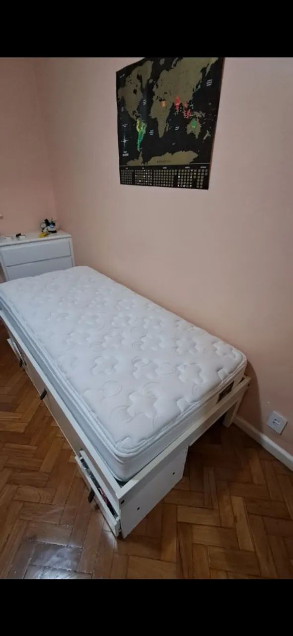 Cama de solteiro de madeira bau - Foto 5