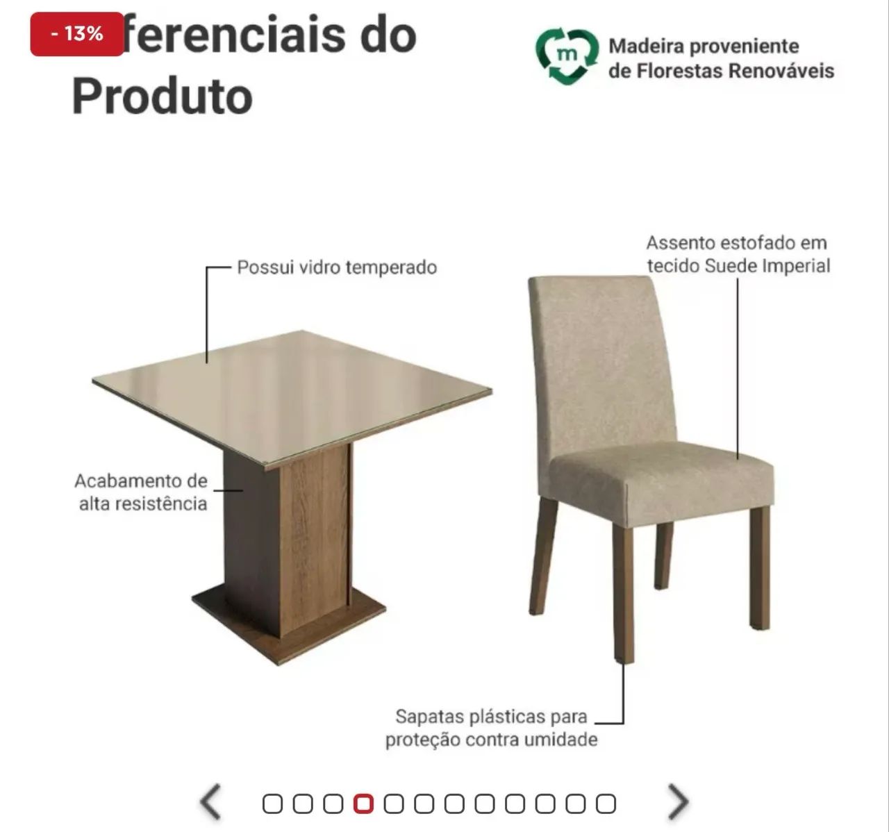 MESA TAMPO VIDRO 4 cadeiras - Foto 5