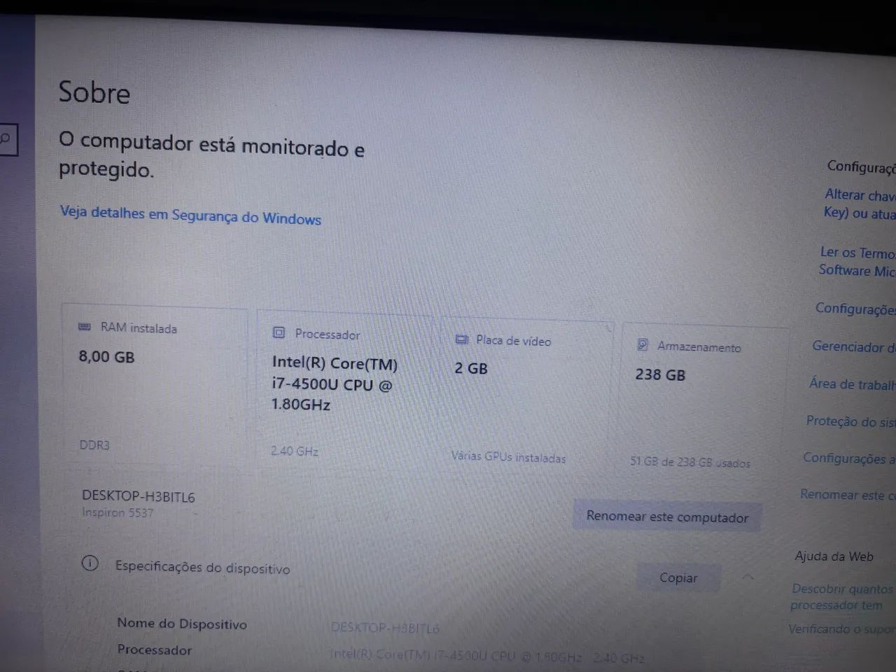 Notebook Dell Inspiron 5537