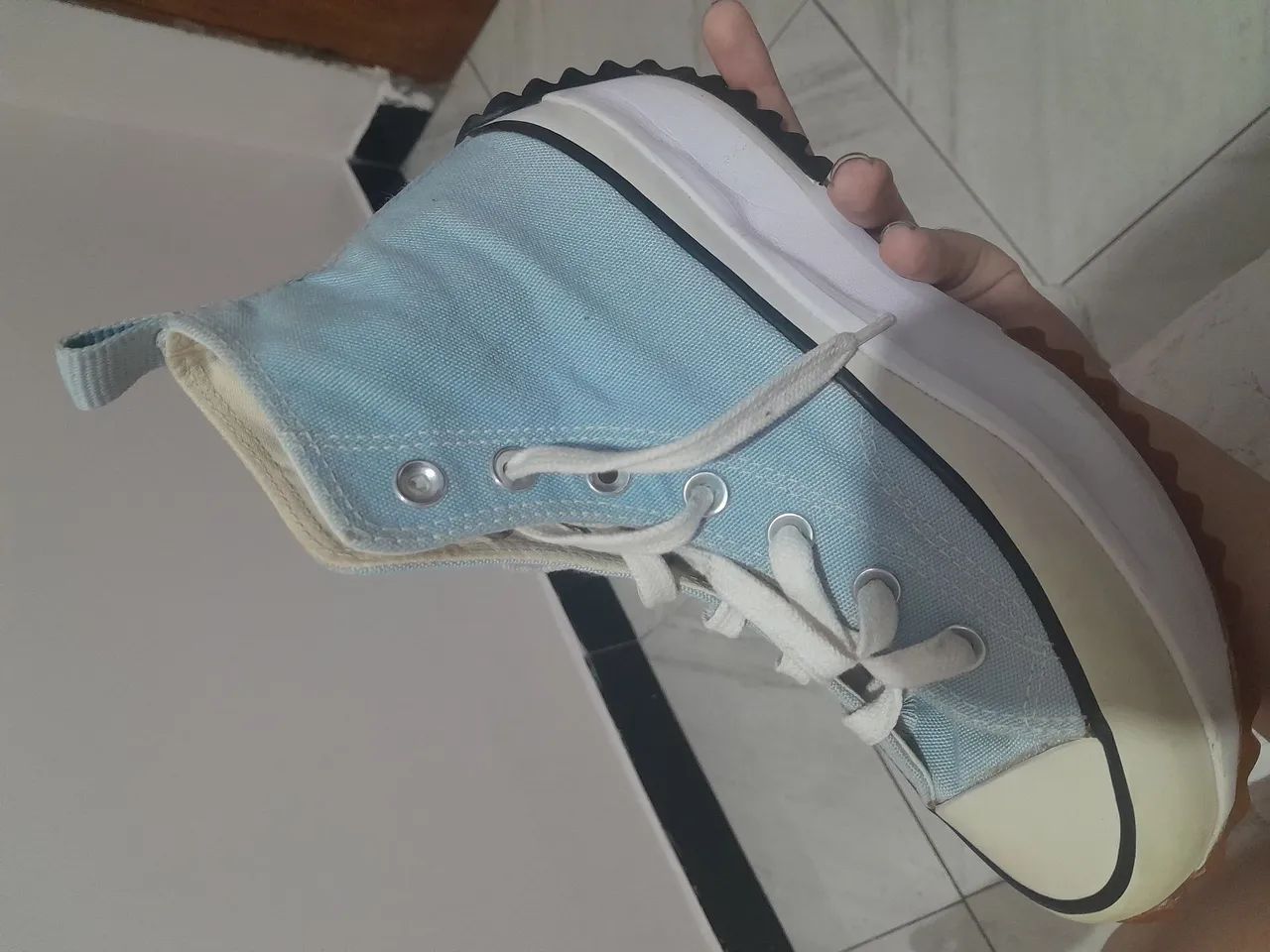 Tênis all Star original jeans plataforma cano longo, emborrachado em baixo, confortável - Foto 2