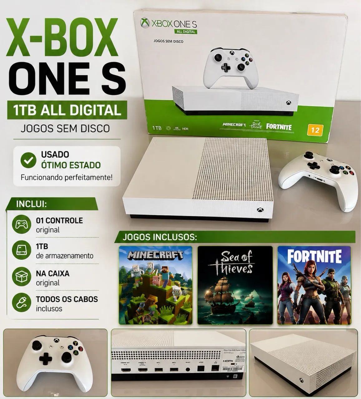 Xbox One S - 1TB Seminovo