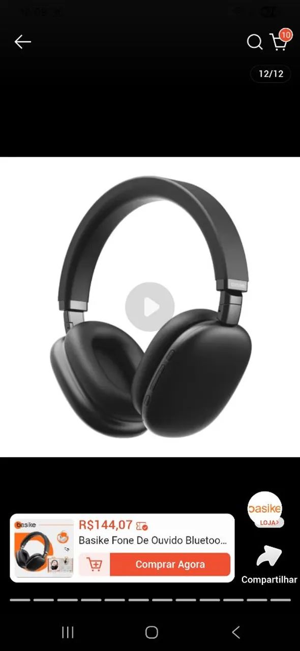 Fone de ouvido preto marca Basike bluetooth com apenas 6 meses de uso de 200,00 por 160,00 - Foto 2