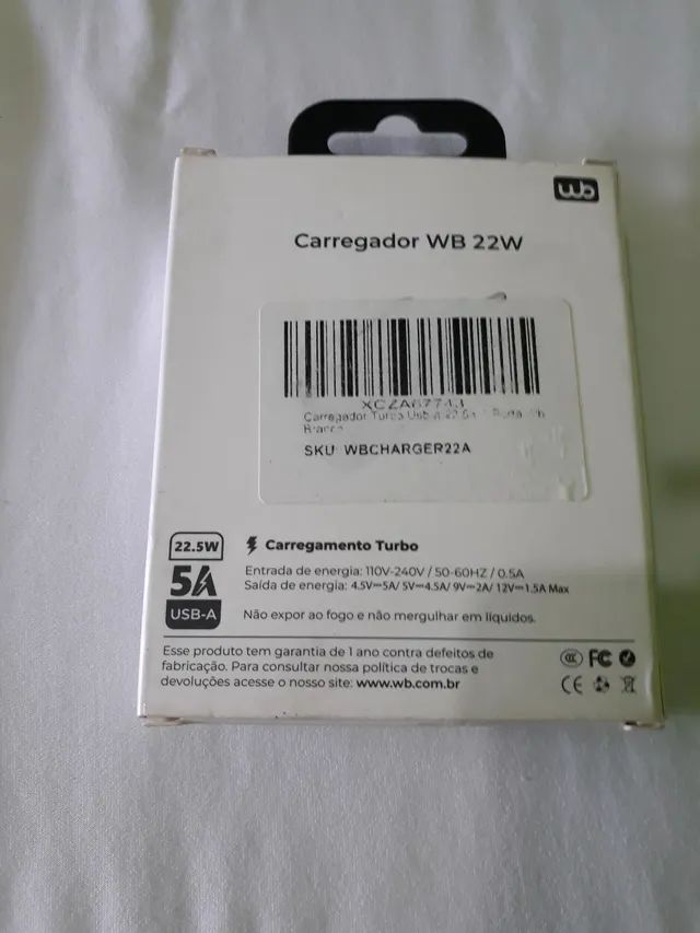 Carregador turbo original wb 22w  5A  novo - Foto 2