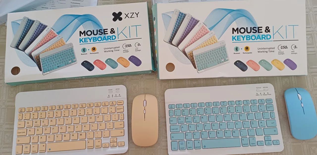 Kit Mouse e Teclado S/ Fio Bluetooth - Recarregável + Suporte aluminio giratório + Hub 7  - Foto 6