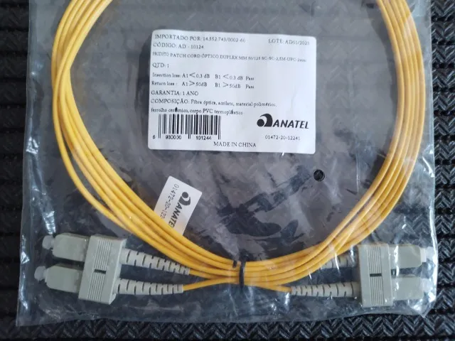 Pacth Cord Óptico Duplex MM 50/125 Sc-Sc-2,5m-Upc-2mm AD-10124