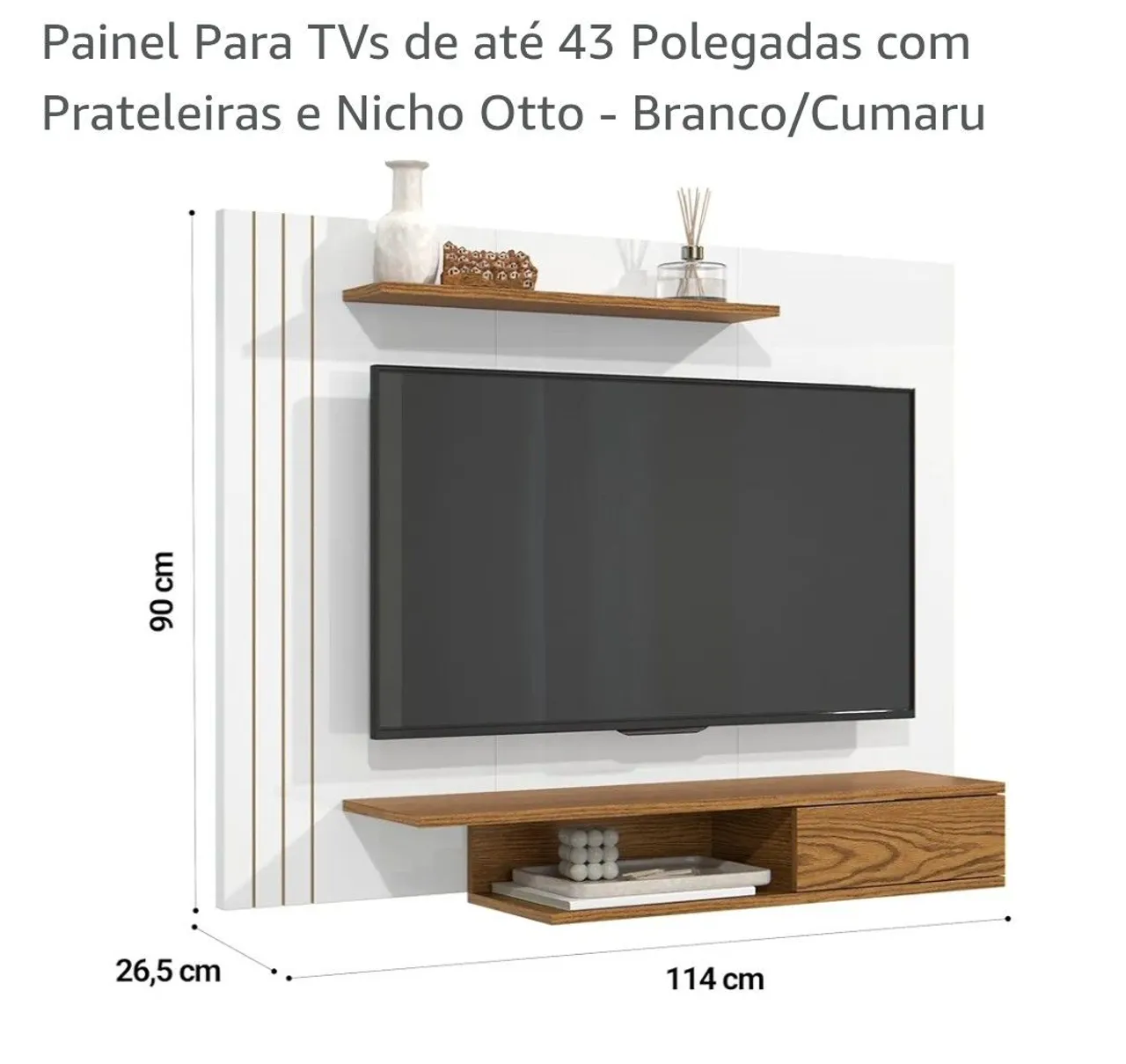 Painel para TV 43 Polegadas com Prateleiras e Nicho