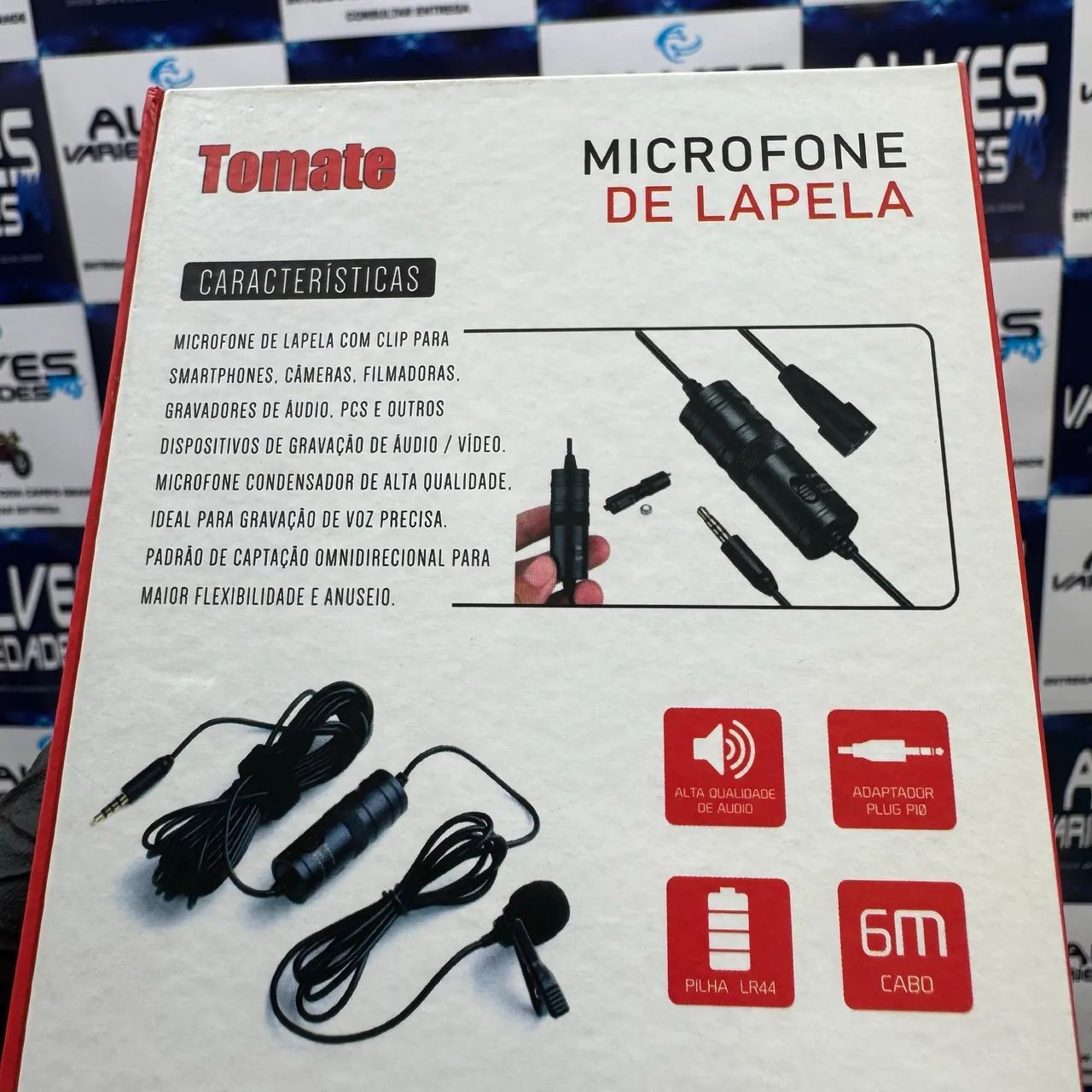 Microfone lapela profissional P2 com plug adaptador P10 - Foto 2