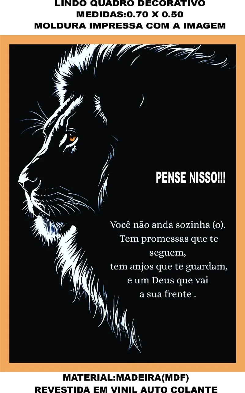 Quadro Decorativo Leão - 0.70x0.50