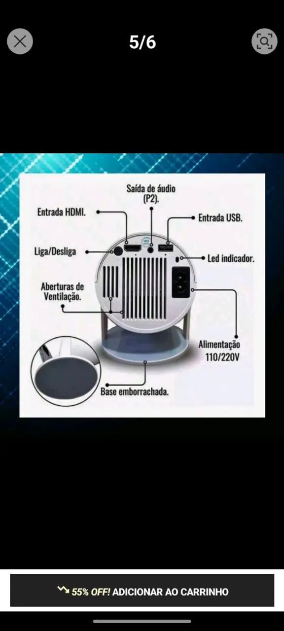 Projetor 4k Hy300 portátil tela até 130 polegadas  - Foto 2