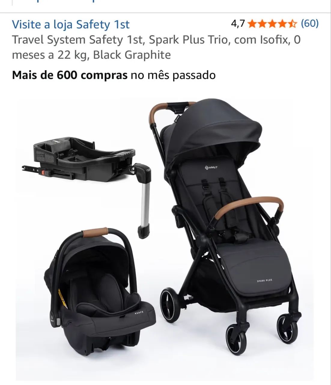 Carrinho de bebê com bebê conforto e isofix  - Foto 2