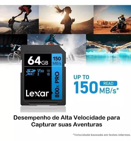 Cartão SD 64Gb Lexar Blue 800XPRO 150MBs V30 4K  - Foto 2
