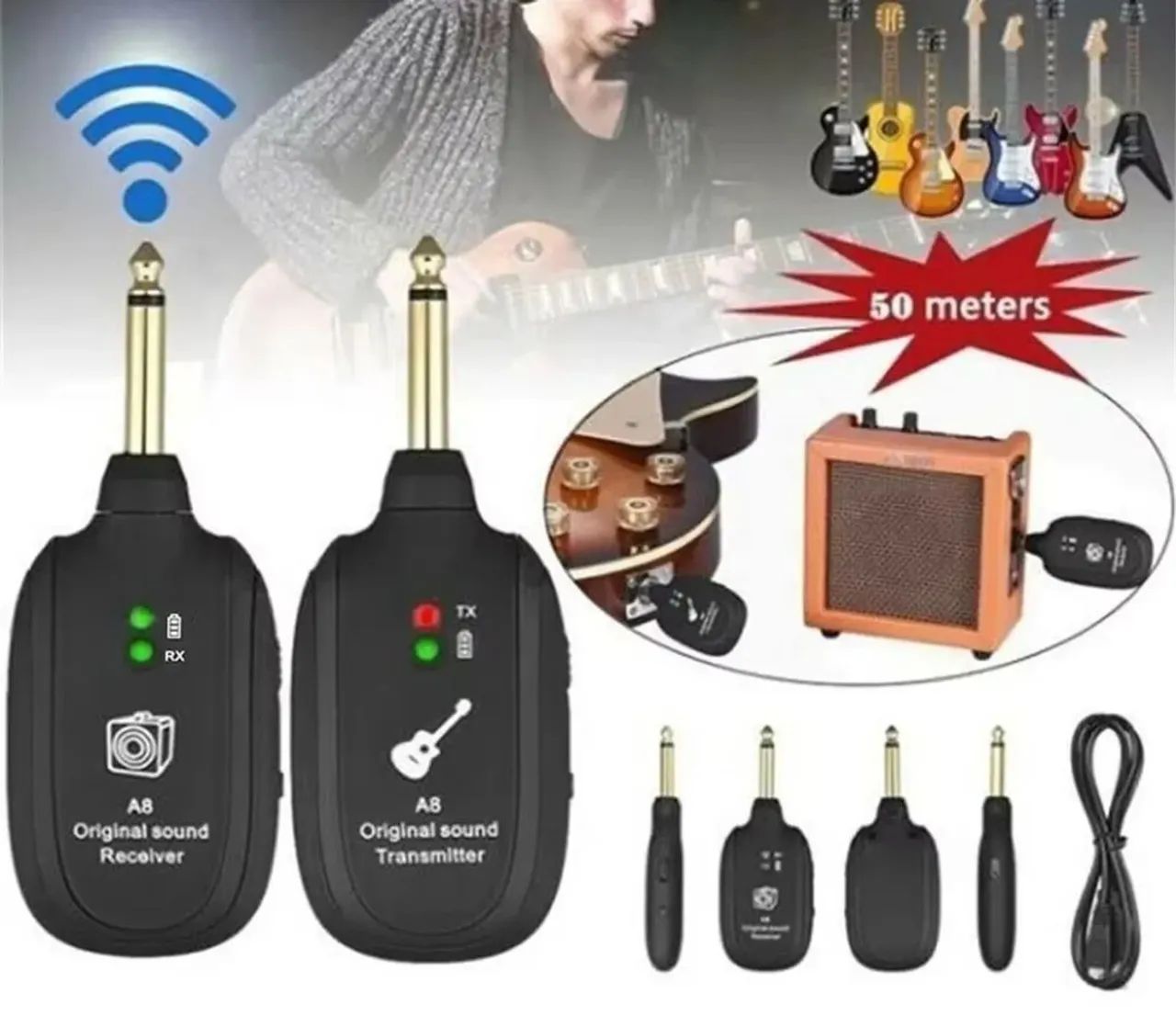 Transmissor e receptor P10 sem fio para instrumentos musicais miwayer  - Foto 2