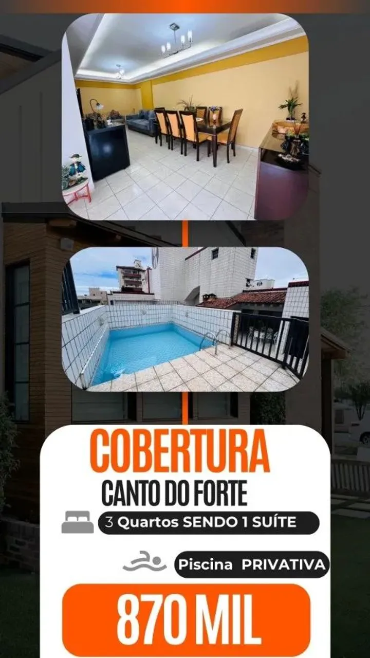 Cobertura para Venda em Praia Grande, Canto do Forte, 3 dormitórios, 1 suíte, 1 banheiro,
