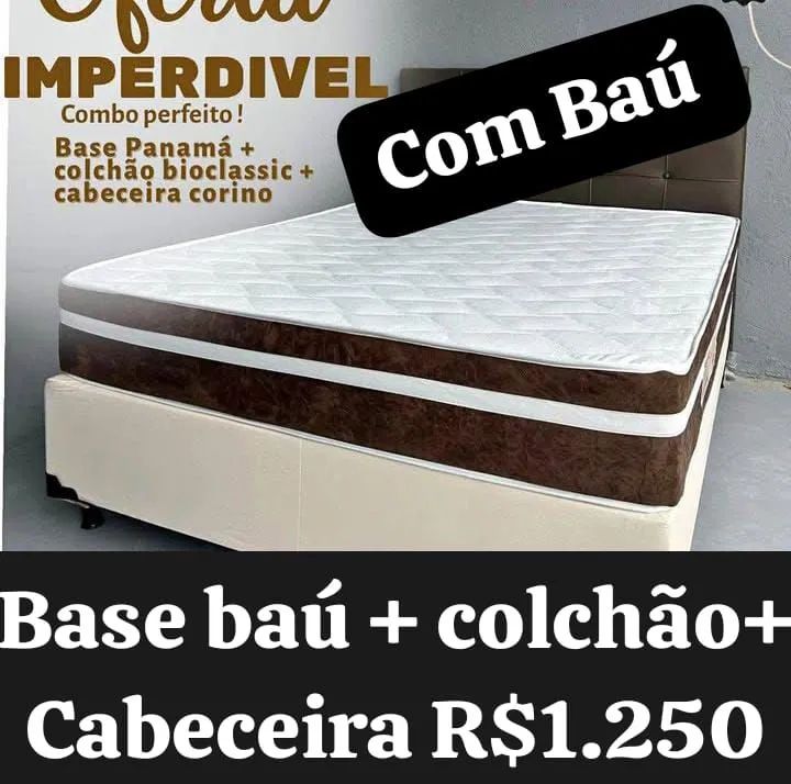 Baú casal + colchão+ cabeceira!! Combo completo 