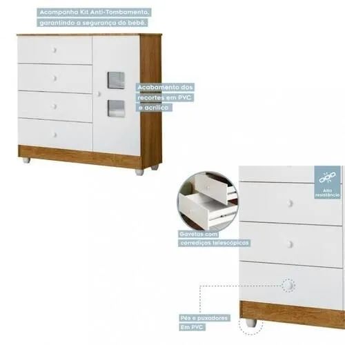  Cômoda Infantil 1 Porta 4 Gavetas Life - FAZEMOS ENTREGA! - Foto 2