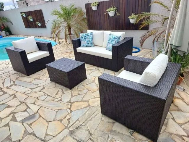Conjunto de Sofa Quadrado em Fibra Sintetica 