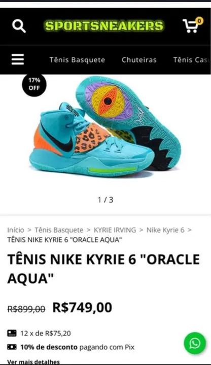 Tênis Nike Kyrie 7 - Tamanho 39 - Azul e Laranja - Foto 6
