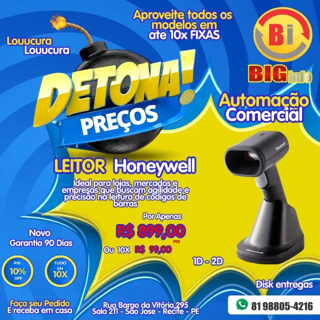 Leitor de Código de Barras Sem Fio 2D Honeywell Voyager 1472G