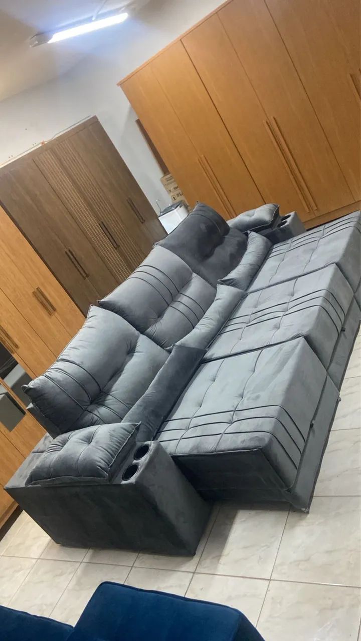 Sofá Retrátil e Reclinável 2,90 Mt MOLAS ENSACADAS Pronta Entrega