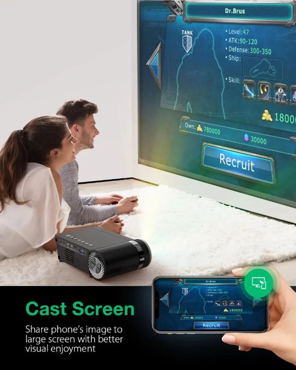 Projetor Blitzwolf Vp8 - Led 5500 Lumens Hd Preto - Foto 5