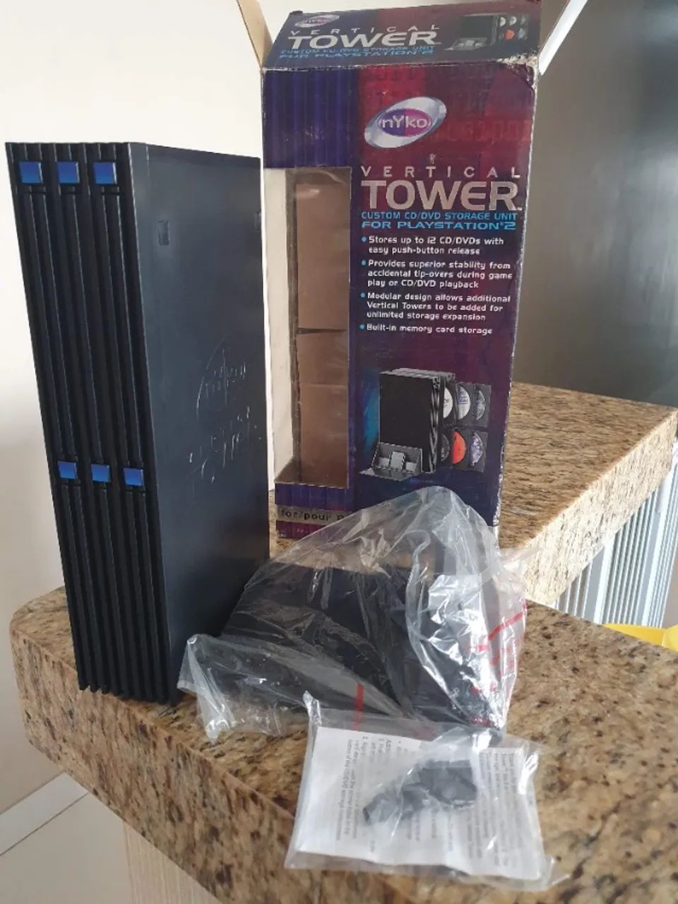 SUPORTE VERTICAL PARA PS2 FAT COM CASE PARA JOGOS - Foto 2