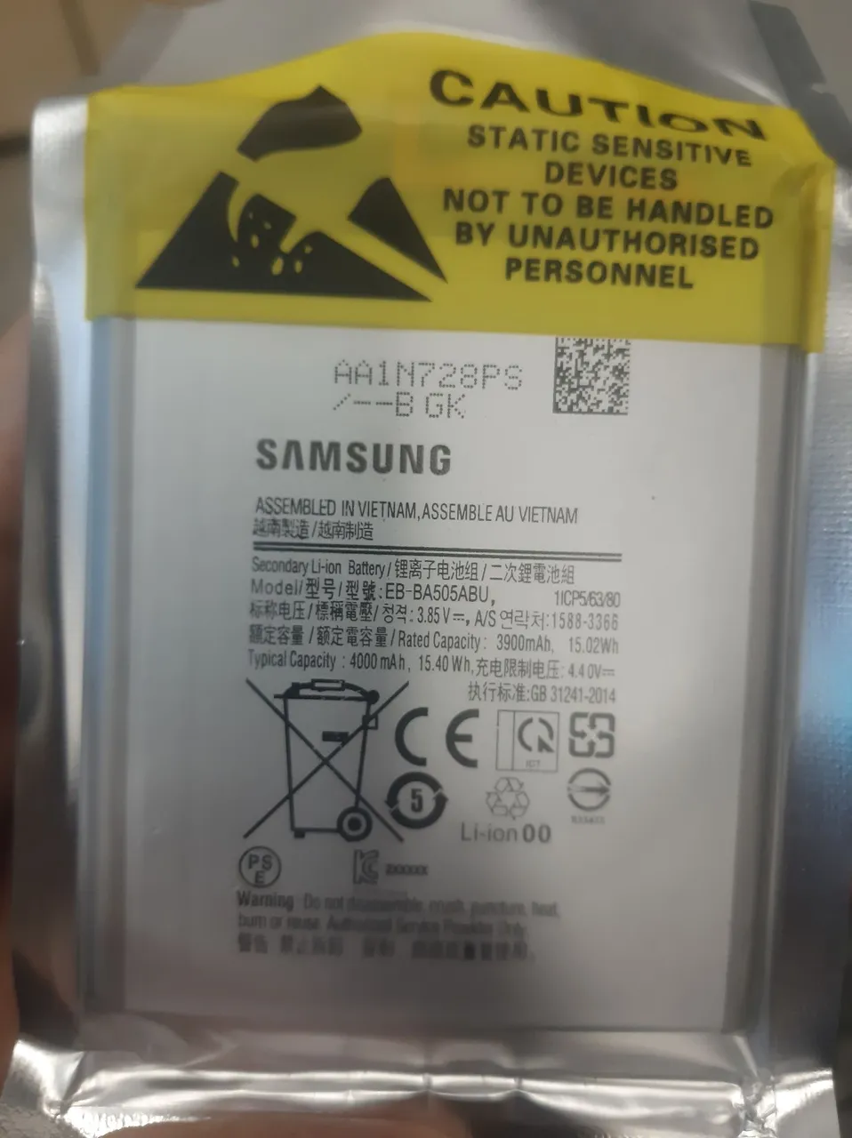 Bateria Original Samsung: EB-BA505ABU, serve em A20 A30 A50, 4000 mAh.