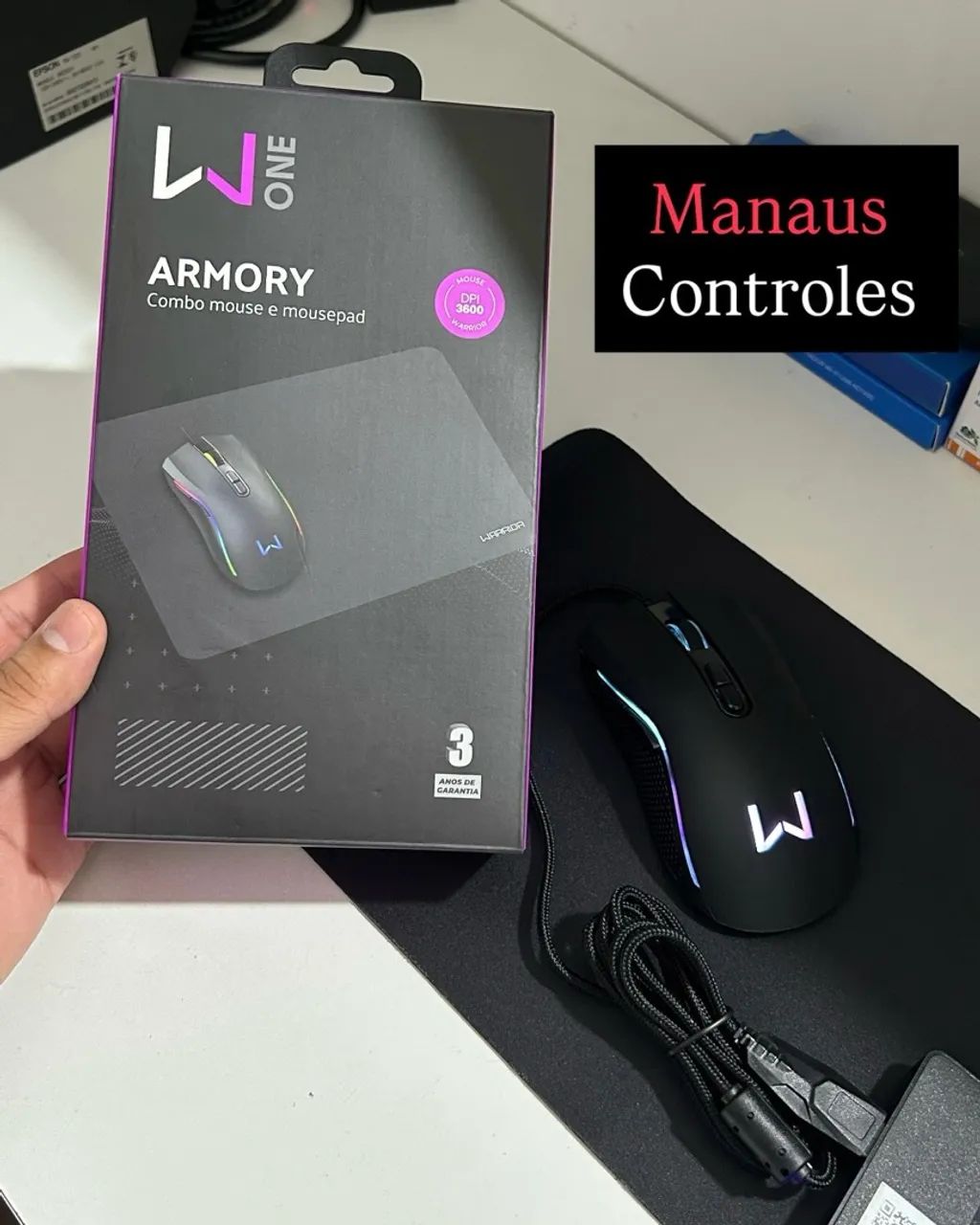 Combo Mouse USB 2.0 Com Fio 3600 Dpi + Mousepad Armory