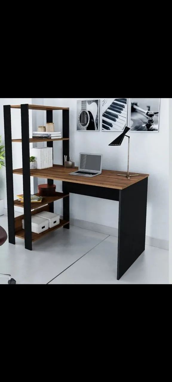 Mesa escrivaninha com prateleira