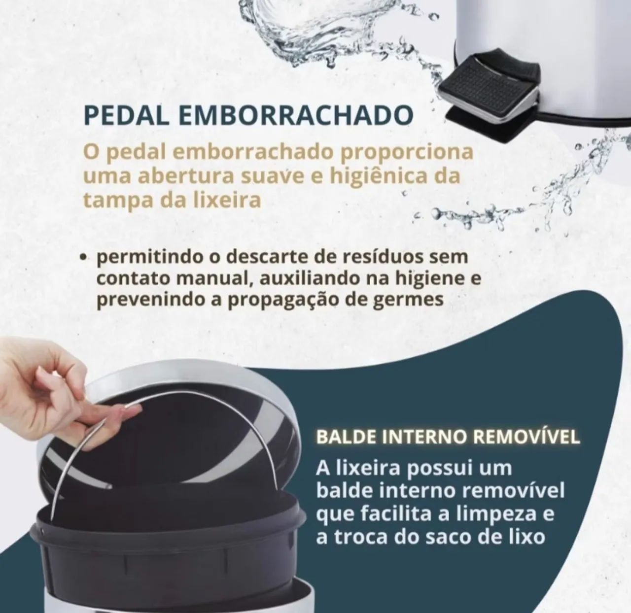 Lixeira de inox 5 litros  - Foto 2