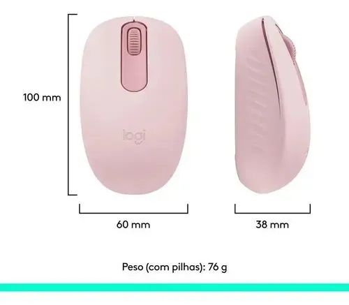 Mouse Sem Fios Logitech Rosa Portatil Compacto Original - Foto 2