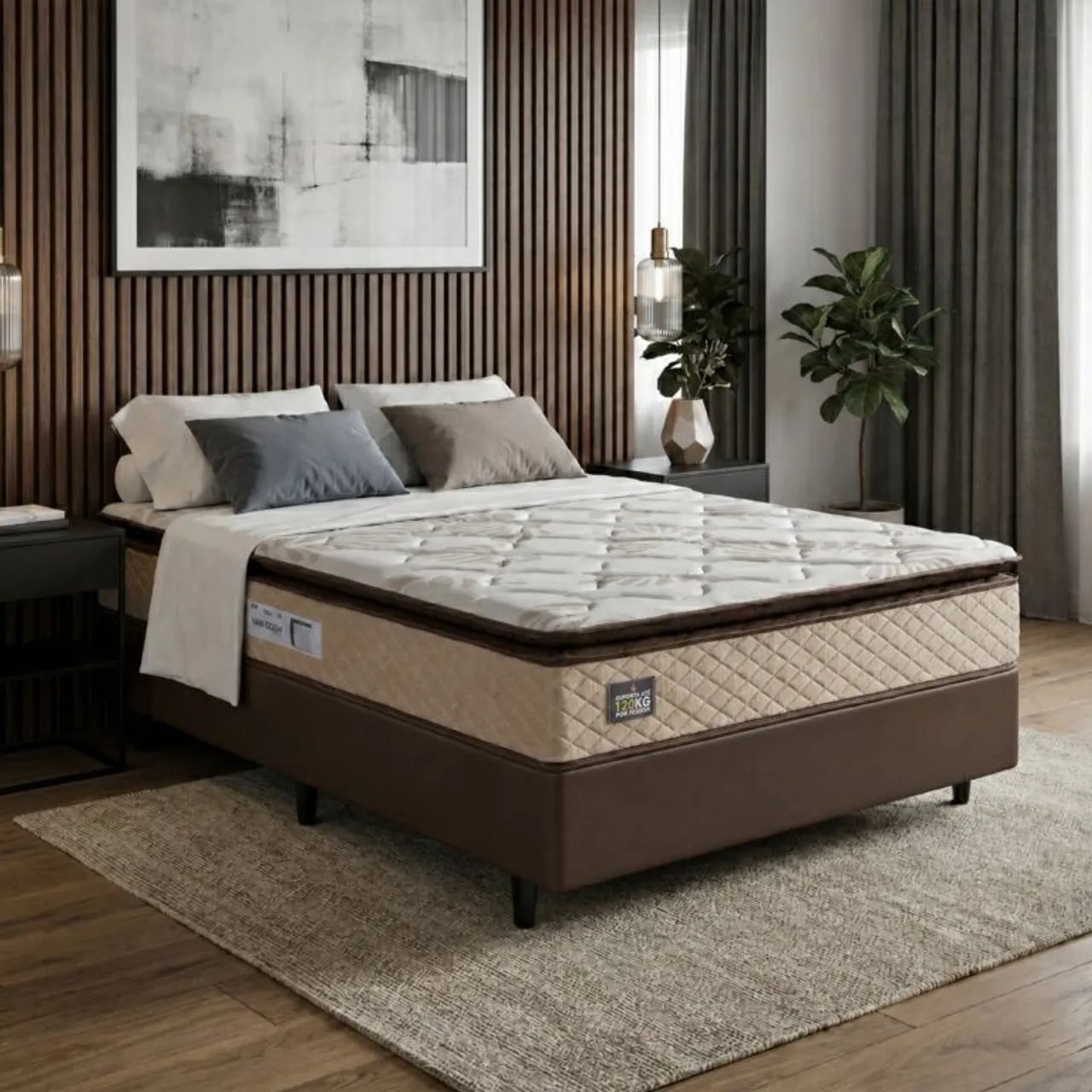 Colchão Casal D33 Ortopédico + Base Simples Corino tt98 - Foto 2