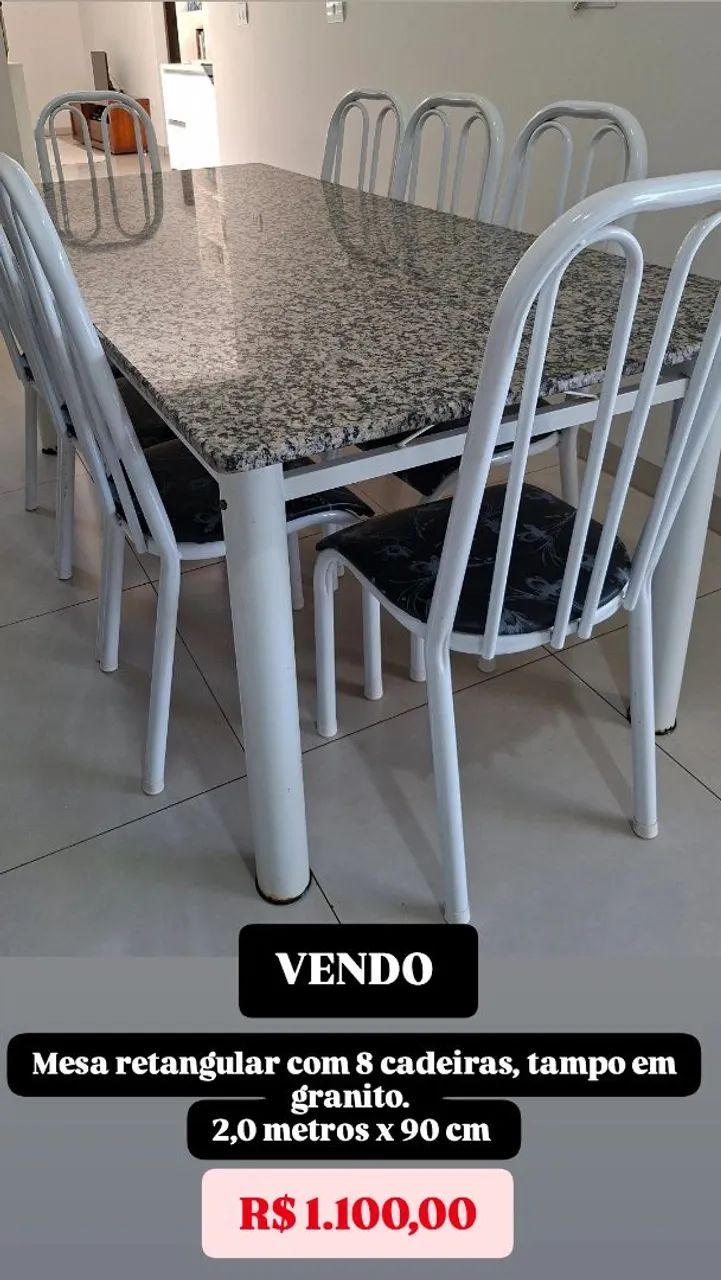 MESA 8 CADEIRAS GRANITO 